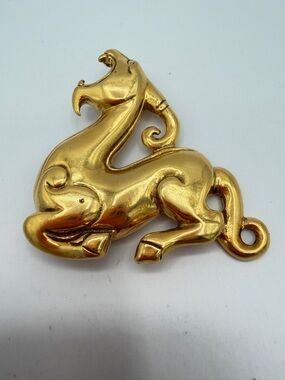 MMA Vintage Signed-Metropolitan Museum of Art Mythical Horned Gold Beast Pendant
